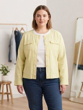 Pendleton Plus Size Linen-Blend Button-Down Jacket Blazer 2XL